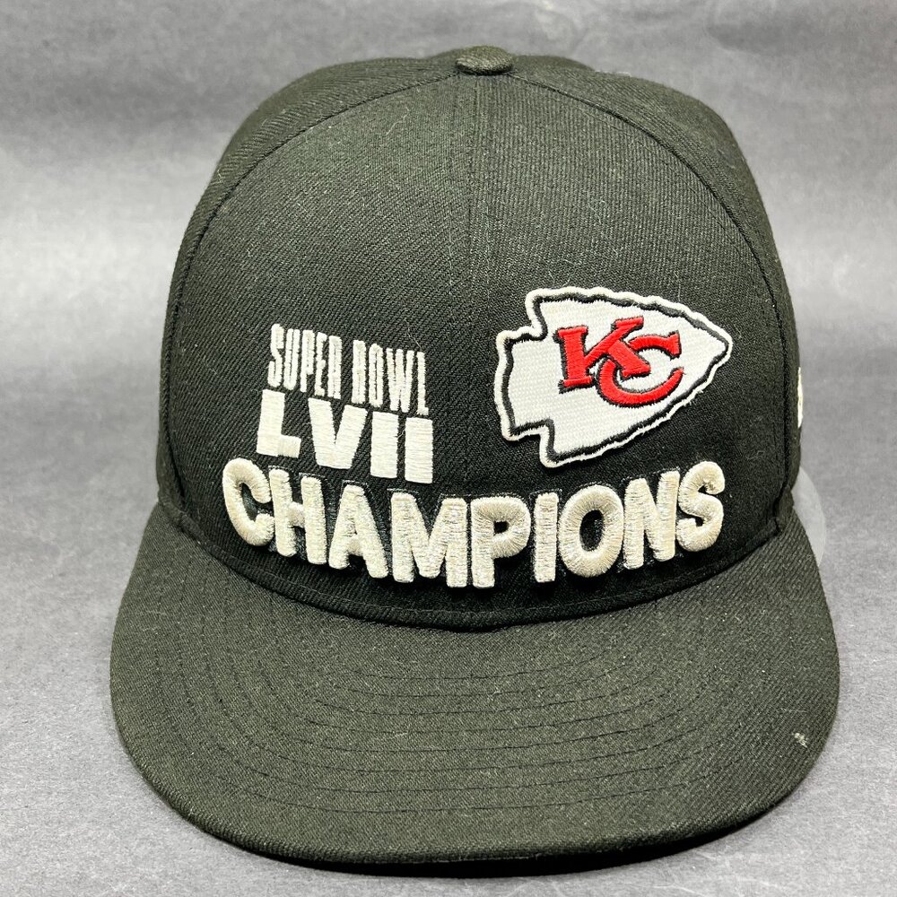 Kansas City Chiefs NFL Snap Back Hat New Era 9fifty Black Super Bowl LVII Mens